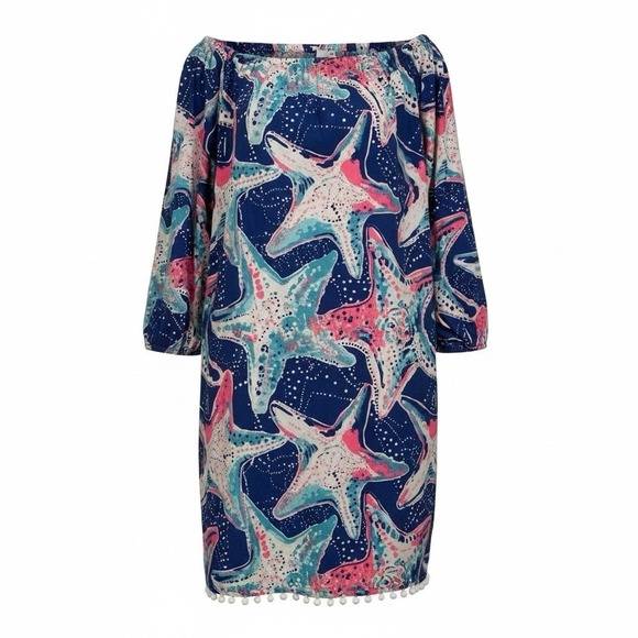 NWOT Lilly Pulitzer Girls MINI ENNA Dress Indigo Star Struck STARFISH Small 4 5 - Picture 3 of 12